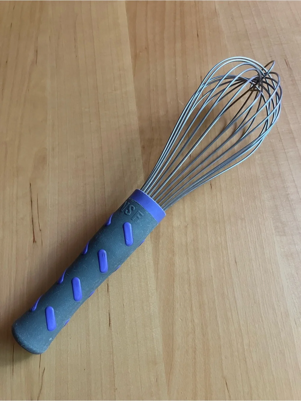 Gray and Purple Silicone-Grip Whisk - Stainless Steel Balloon Whisk
